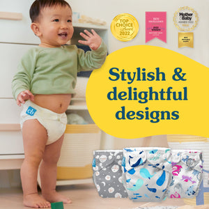 Reusable Cloth Diapers: One Size with Fleece (Pack of 5) - Lullabies