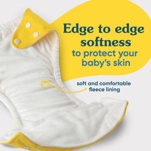 Reusable Cloth Diaper: One Size with Fleece (Pack of 1) - White