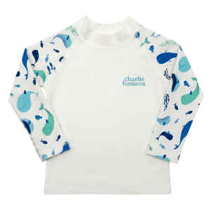 Rash Guard White + The Whale on White